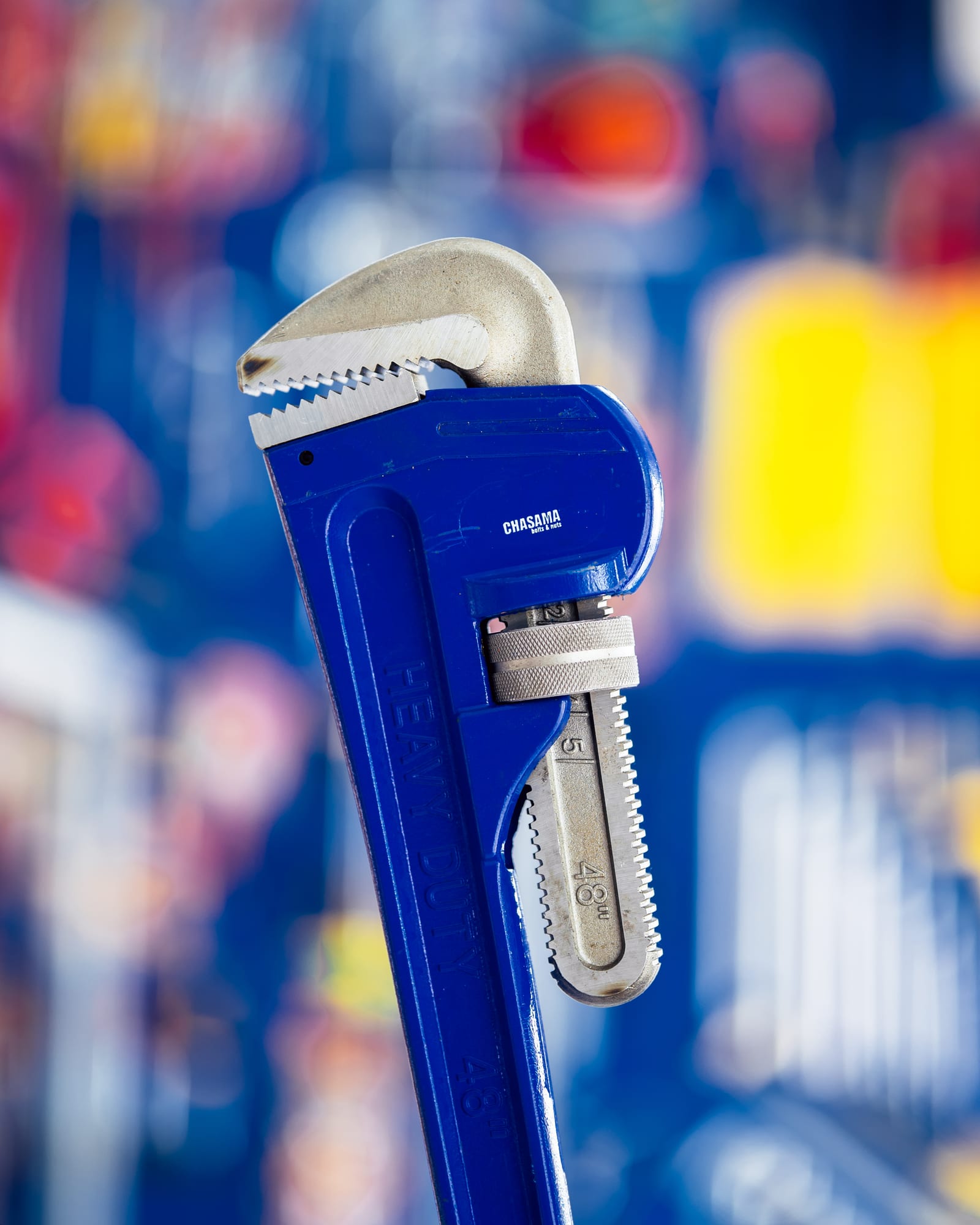 Blue Chasama heavy-duty pipe wrench